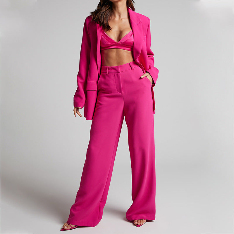 Dame Elegant To-delt Blazer-dragt med brede bukser Stilla
