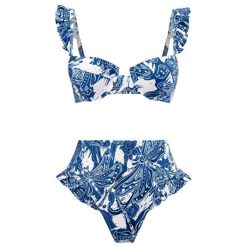 Dame Rynket-Bikini-Sæt med matchende flydende Cover-Up Stilla