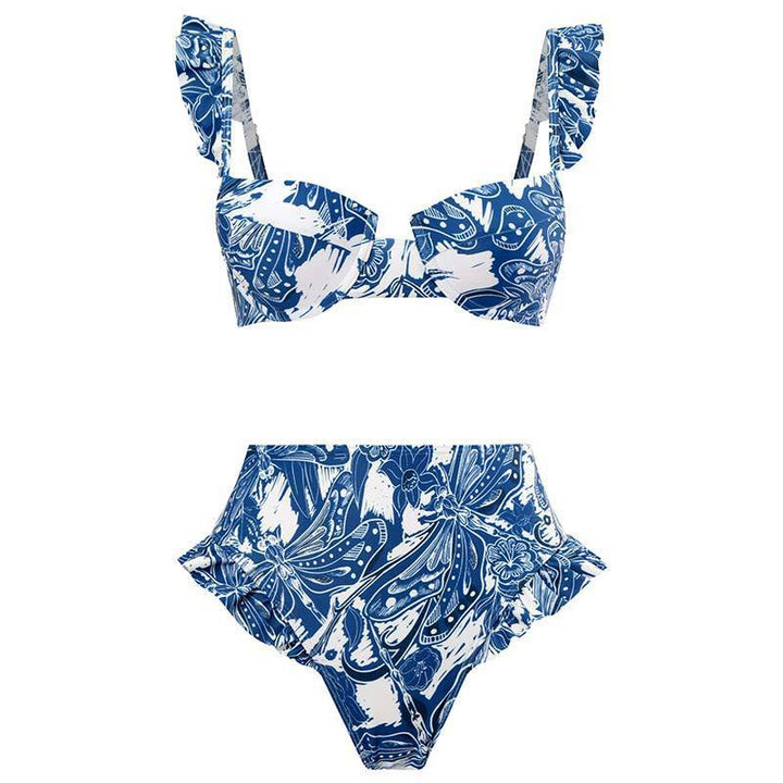 Dame Rynket-Bikini-Sæt med matchende flydende Cover-Up Stilla