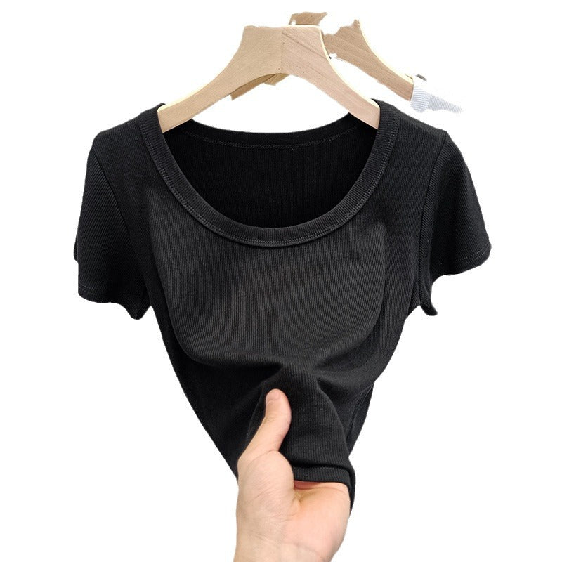 Femme Kortærmet Rib-Basic-T-Shirt Stilla