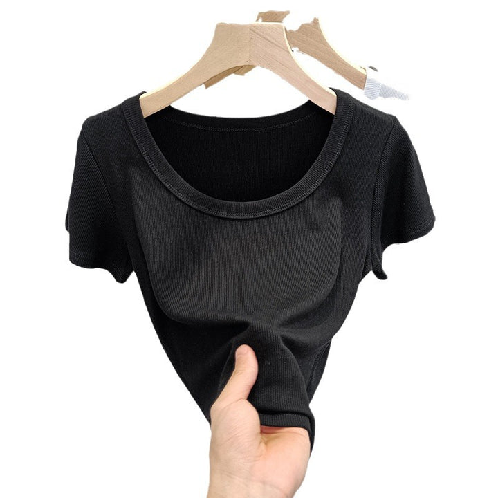 Femme Kortærmet Rib-Basic-T-Shirt Stilla