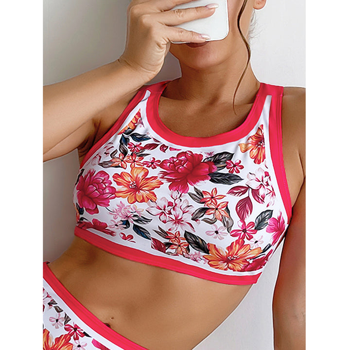 Dame Sporty top og high-waist bikini-bund sæt med blomster mønster Stilla