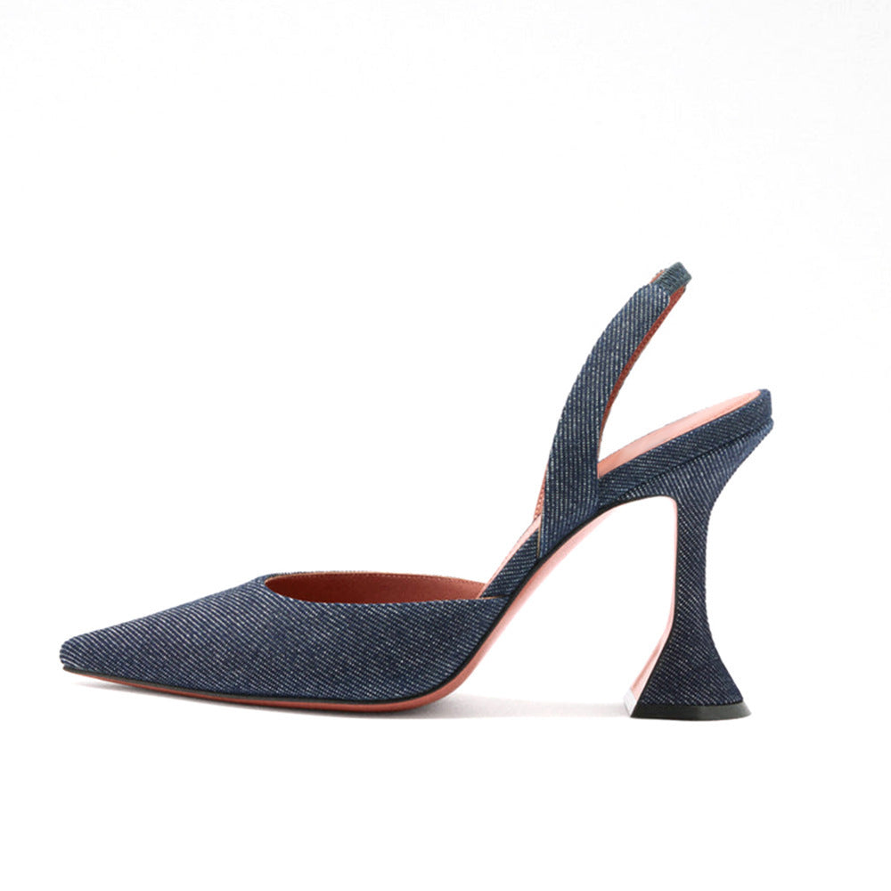 Femme spidse tå Slingback hæle med dyretryksdesign Stilla