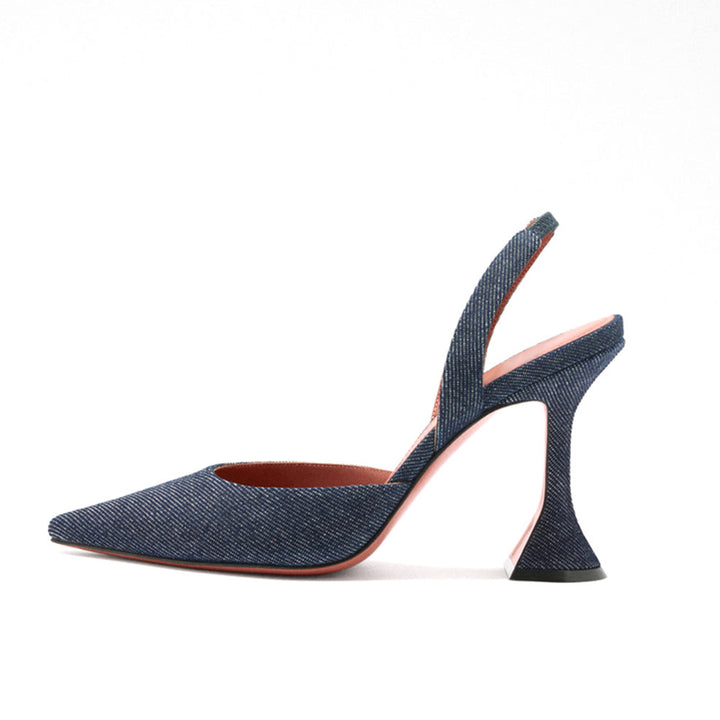 Femme spidse tå Slingback hæle med dyretryksdesign Stilla