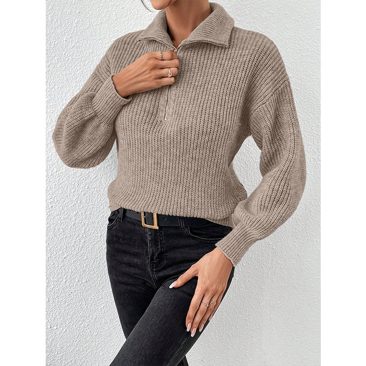 Dame afslappet sweater med iøjnefaldende lynlås Stilla