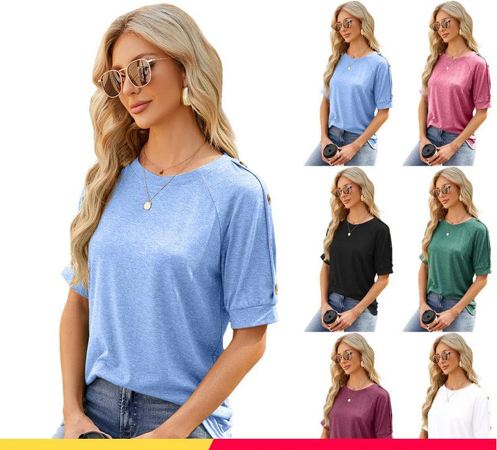 Dame afslappet top med trendy knapper Stilla