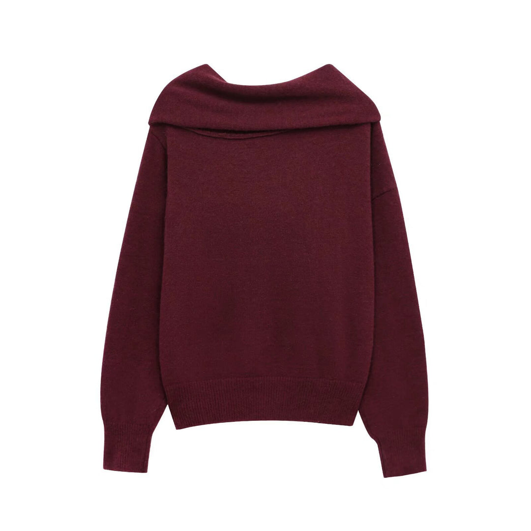 Dame Off-Shoulder Strikpulli med dekorativ detalje Stilla