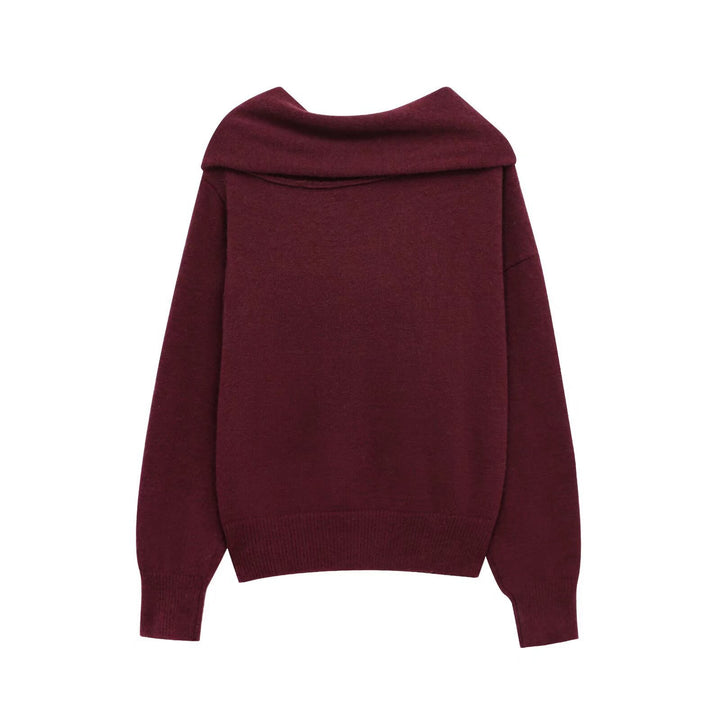 Dame Off-Shoulder Strikpulli med dekorativ detalje Stilla