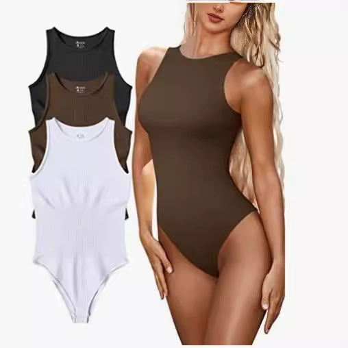 Dame sømløs badedragt med sporty snit og ribstruktureret design Stilla