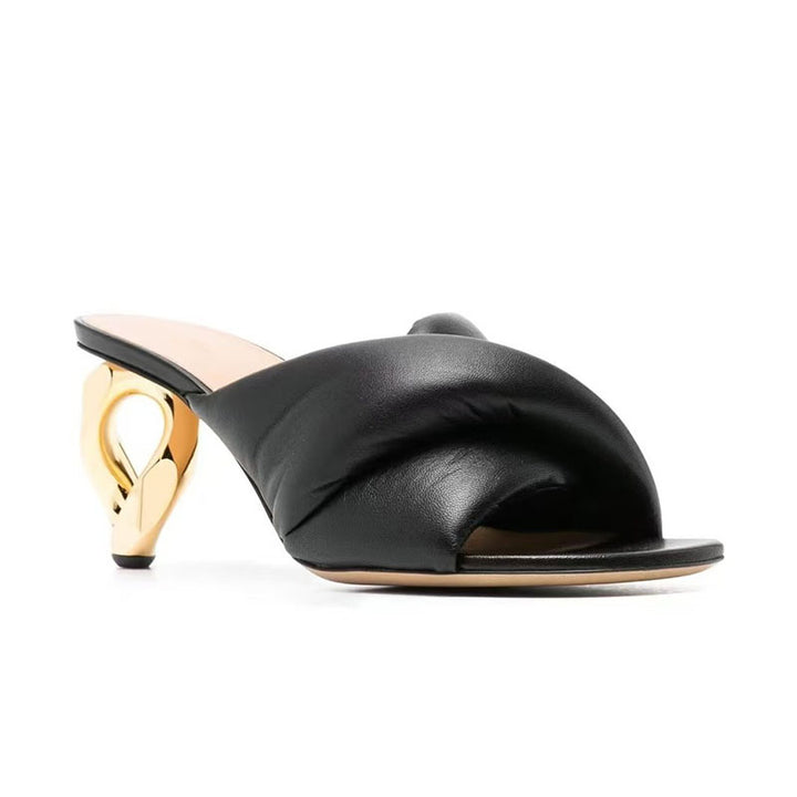 Femme Open-Toe High Heels med elegant guldaccent Stilla