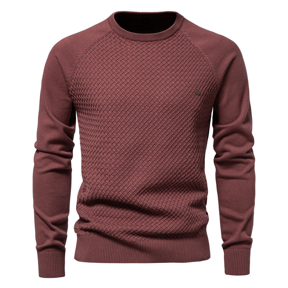 Herrer strukturpullover med moderne vaffelmønster og rund halsudskæring Stilla