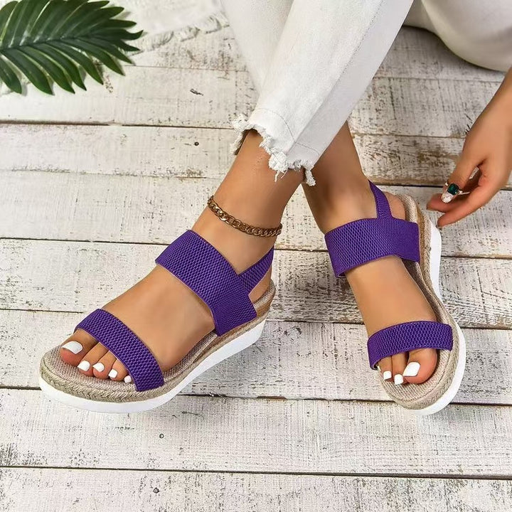 Dame Wedge-sandaler med flettet jute-look og behagelig sål Stilla