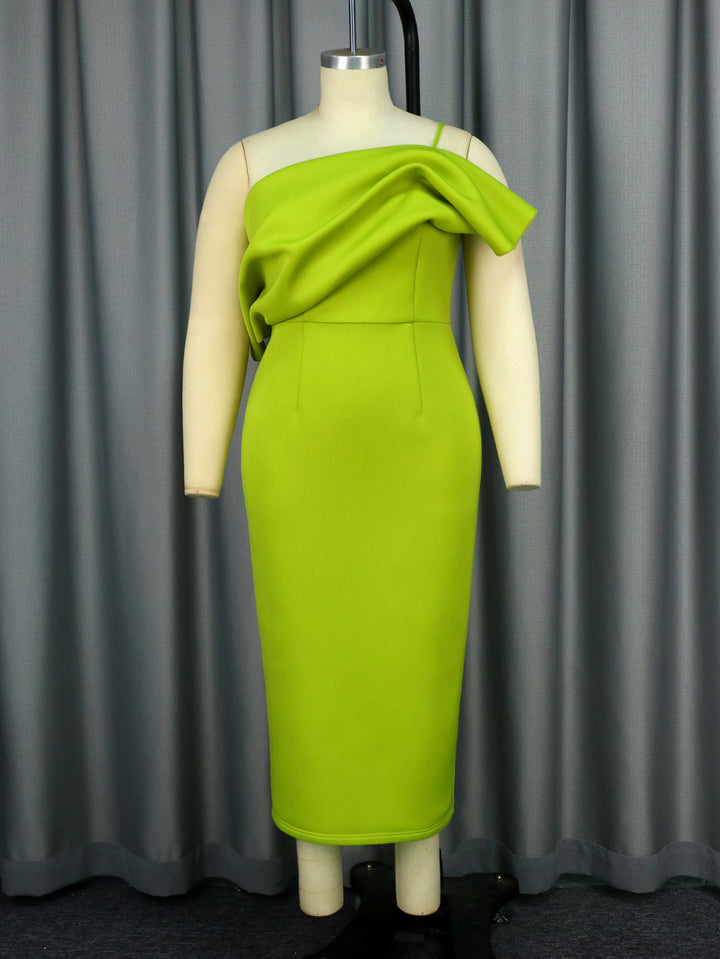 Dame Elegant Maxikjole med asymmetrisk design og drapering Skovae