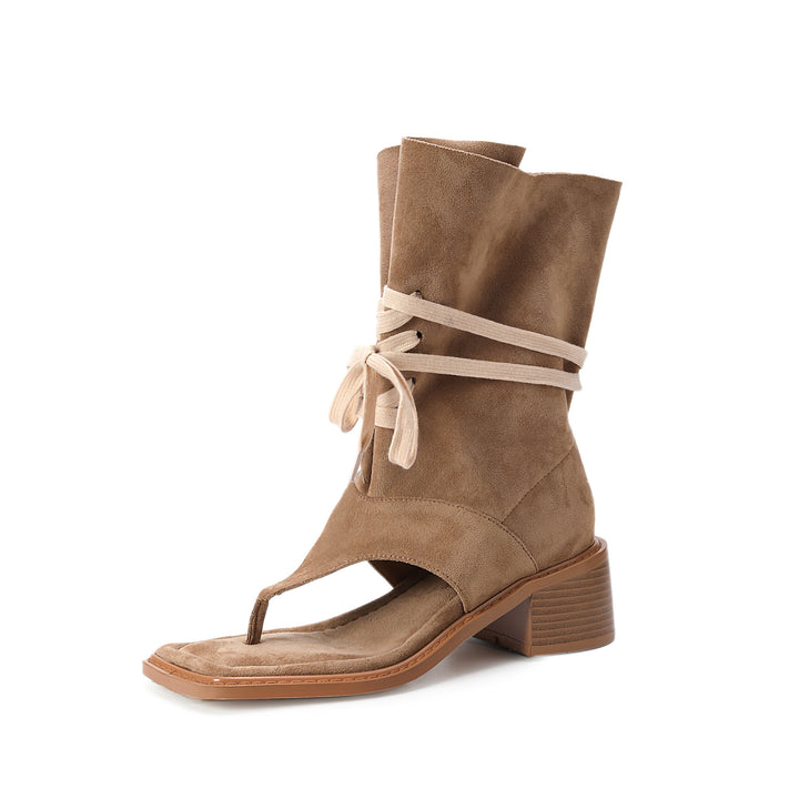 Femme Open-Toe Slouchy Hæle Ankelsko med Snøredetalje Stilla