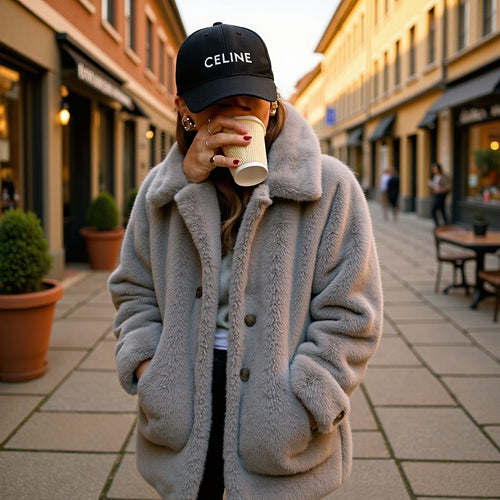 Dame plysjakke med luksuriøs oversized snit Stilla