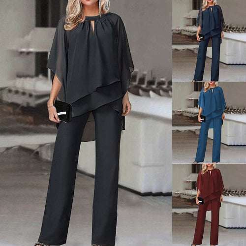Dame Elegant Cape-Stil Jumpsuit Sæt Stilla