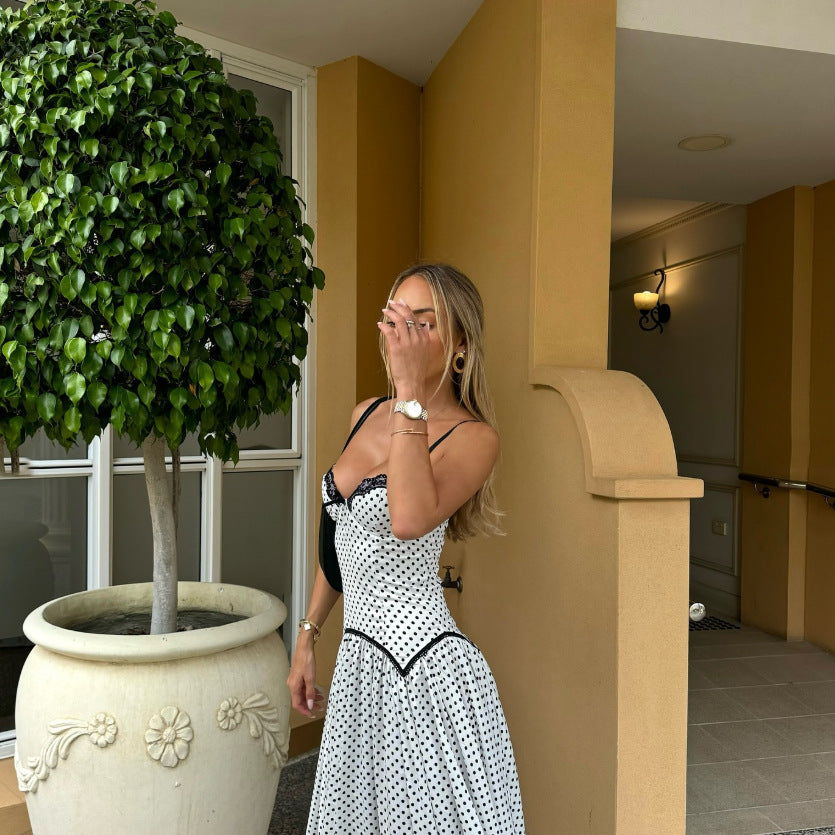 Damer Elegant Maxikjole med Polka-Dots og Blonde Stilla