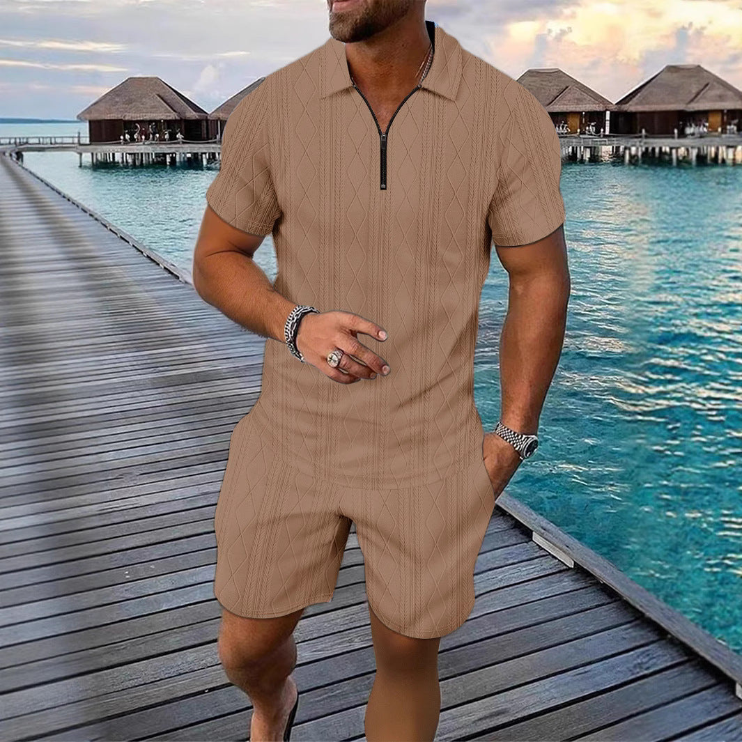 Herre polo-shirt med moderne lynlås og struktureret design Stilla
