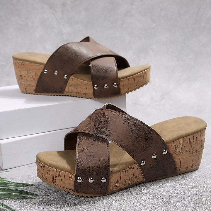 Dame Wedge-sandaler med elastisk overdel og skridsikker sål Stilla
