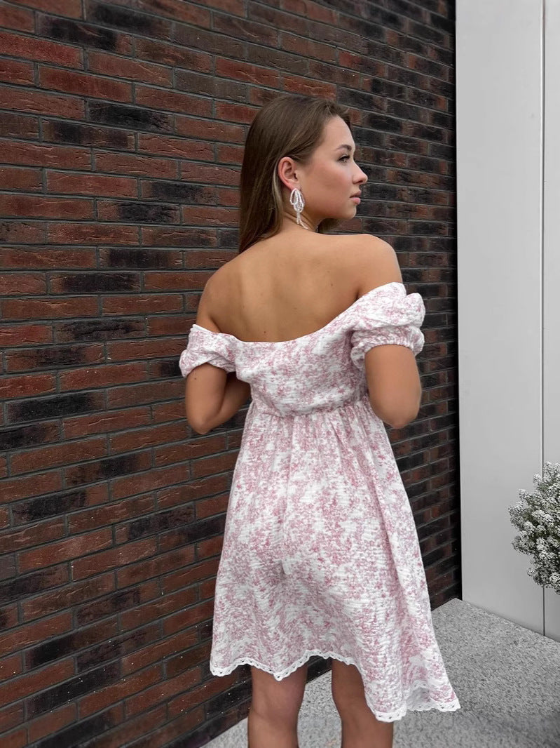 Dame Off-Shoulder Kjole med legende snøring og elegante volanter Stilla