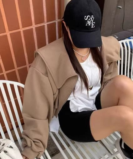 Kvinder moderne cropped sweatshirt jakke med generøs krave Stilla
