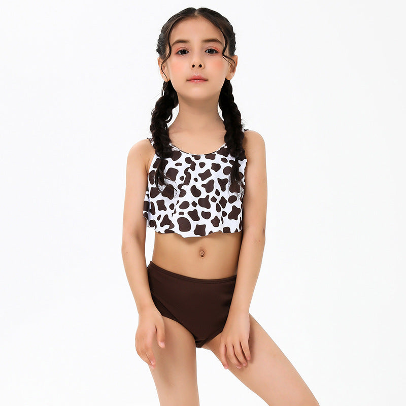 Dame Crop-Bikini-Sæt med moderigtigt leopardmønster og høj talje Stilla