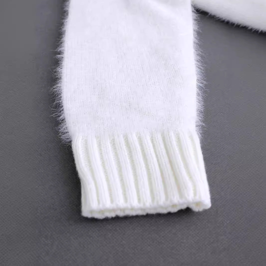 Dame Fuzzy Cardigan med perlepynt Stilla