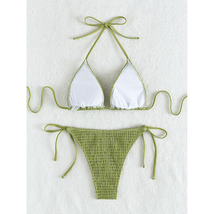 Dame triangel bikini med rynket design Skovae