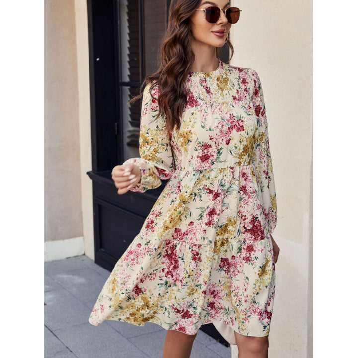 Dame Floral Print A-linje Kjole med lange ærmer Stilla