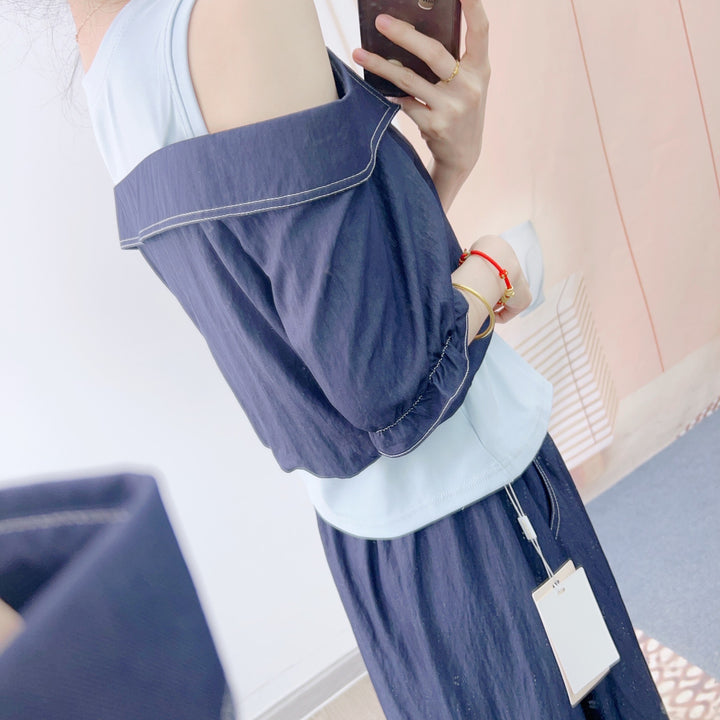 Dame Casual Maxikjole med Lynlås og Off-Shoulder Design Stilla