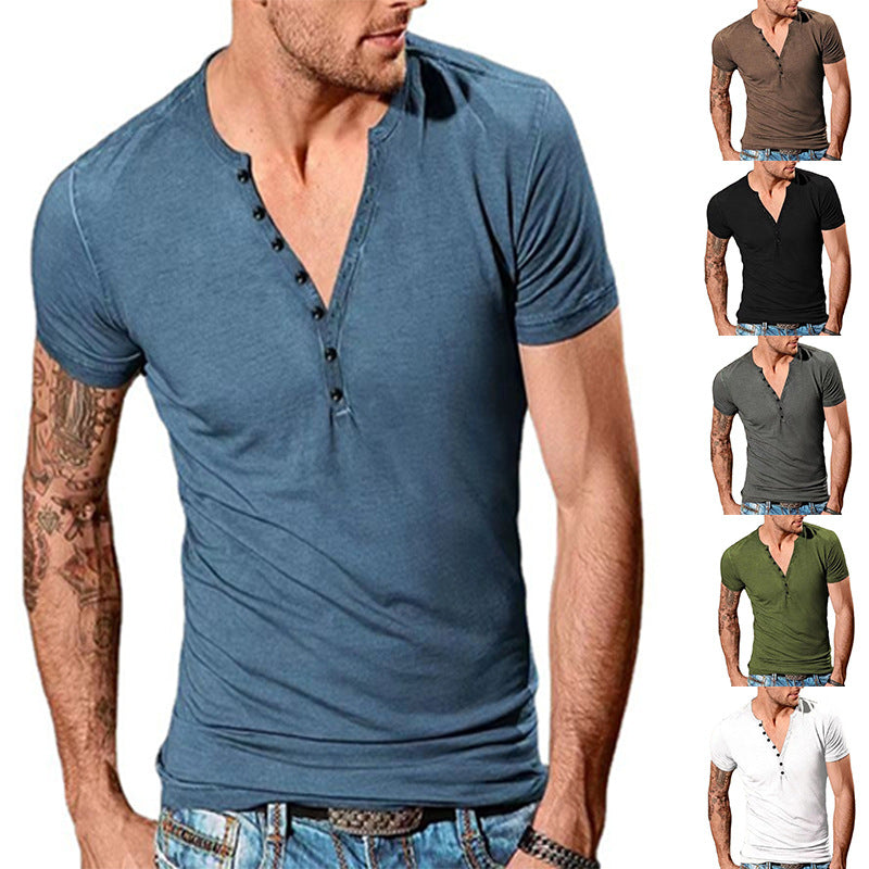 Herrer Fritid Kortærmet Henley T-Shirt Stilla 1752037952