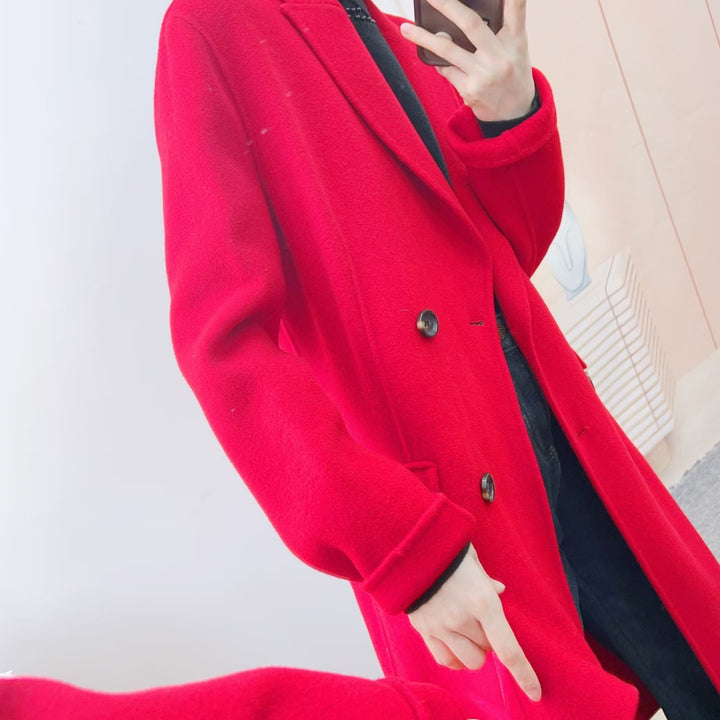 Dame elegant langvarig trenchcoat med dobbelt knaplukning og stilfuld snit Stilla