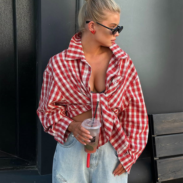 Dame Tjekket Skjorte med oversized Snit Stilla