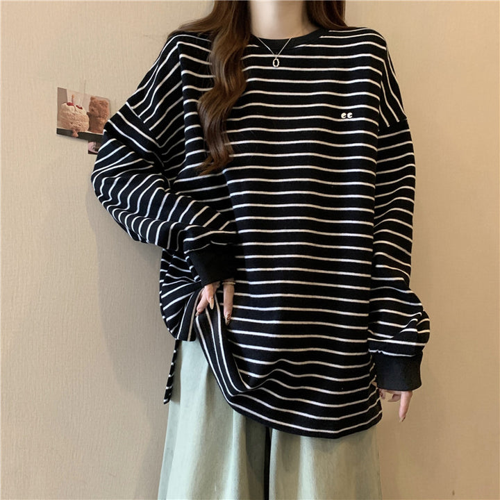 Femme Relaxed Stribet Rundhals Sweatshirt Stilla