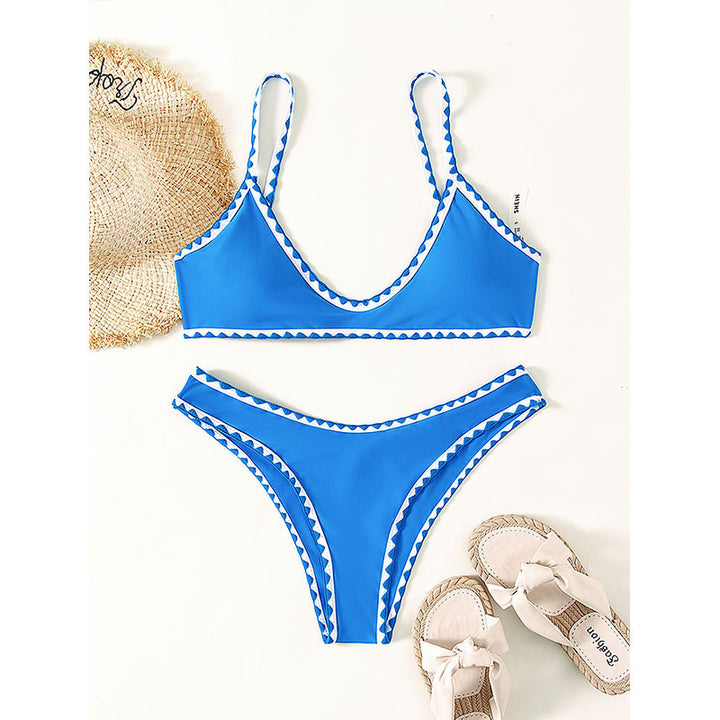 Dame Bikini-sæt med raffineret geometrisk skæring og justerbare stropper Skovae
