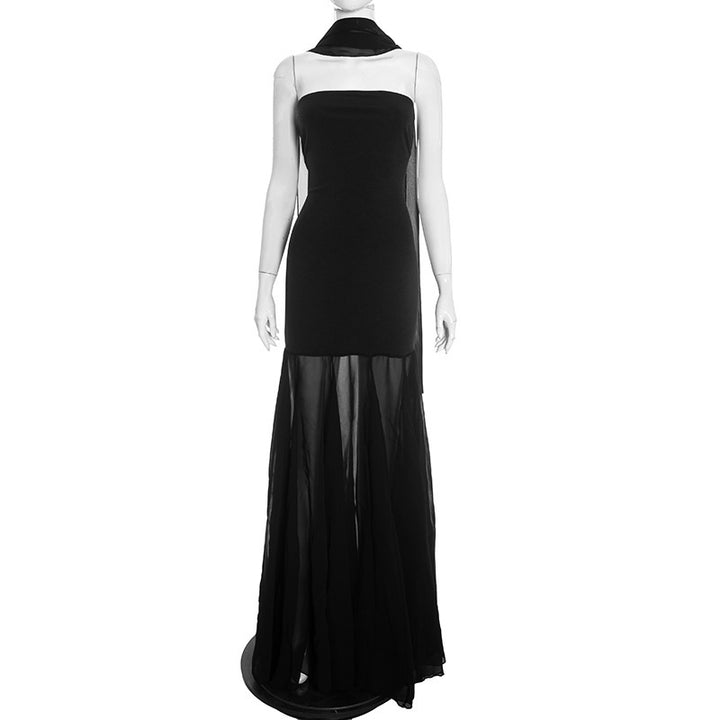Damer Elegant aften kjole med transparente draperinger Skovae