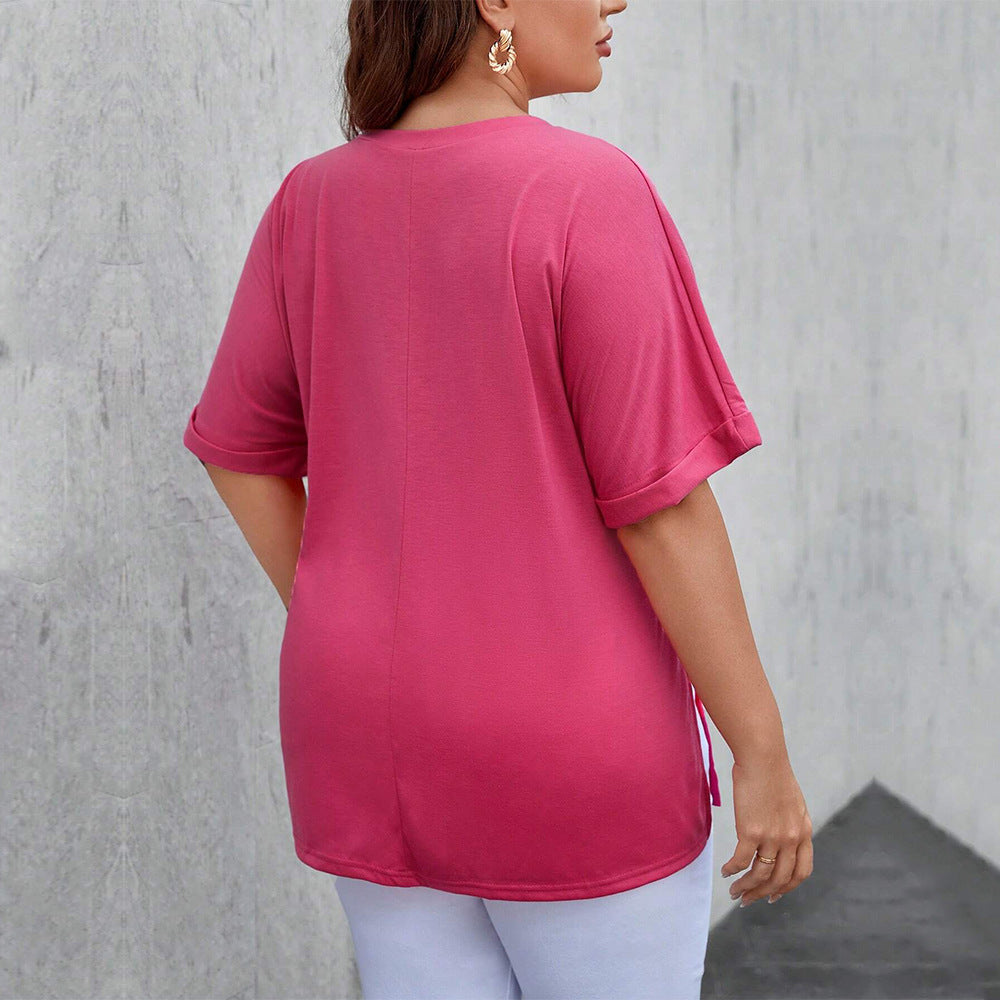 Dame trendy V-udskæring top med sidelange slidser Stilla