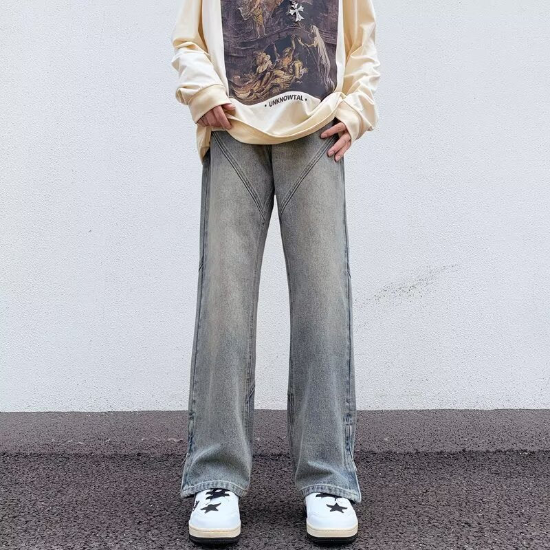 Damevidde jeans i urban stil med høj talje og asymmetrisk syninger Stilla
