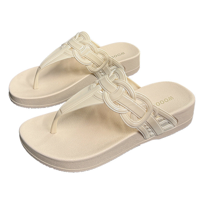 Dame Fashion Flip-Flops med snoet kæde dekoration Stilla
