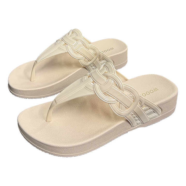 Dame Fashion Flip-Flops med snoet kæde dekoration Stilla