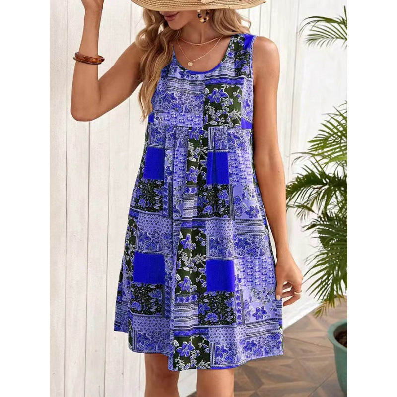 Dame luftig sommerkjole med patchwork-design Stilla