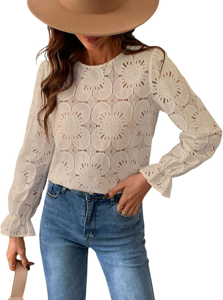 Damebluse med floral spids Stilla