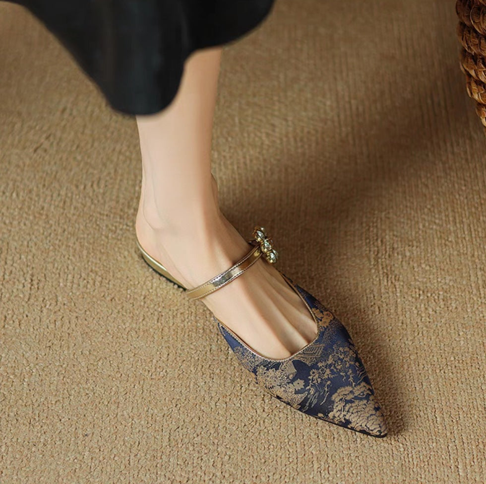 Femme Ornate Floral Slingback Ballerinas Stilla