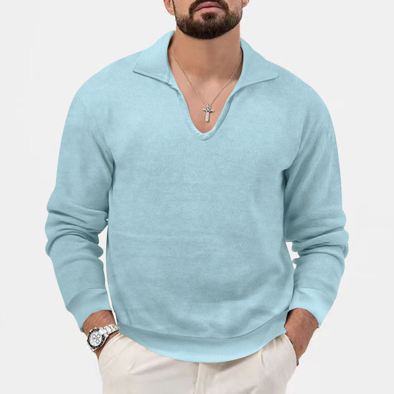 Herren V-hals pullover i afslappet strikdesign Stilla