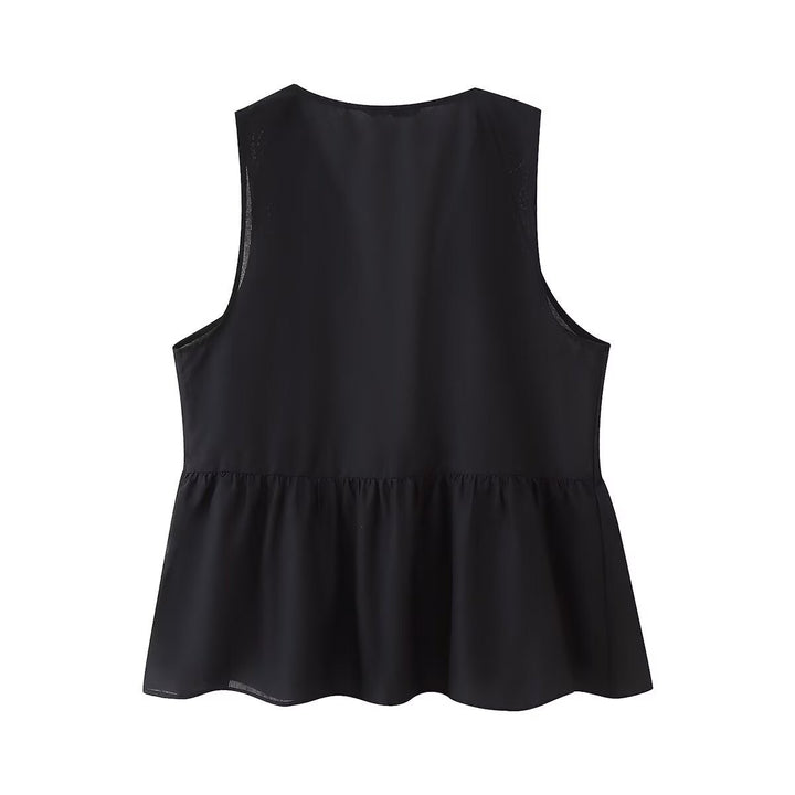 Femme Elegante Ærmeløs Peplum-top med Dekoreret Design Stilla