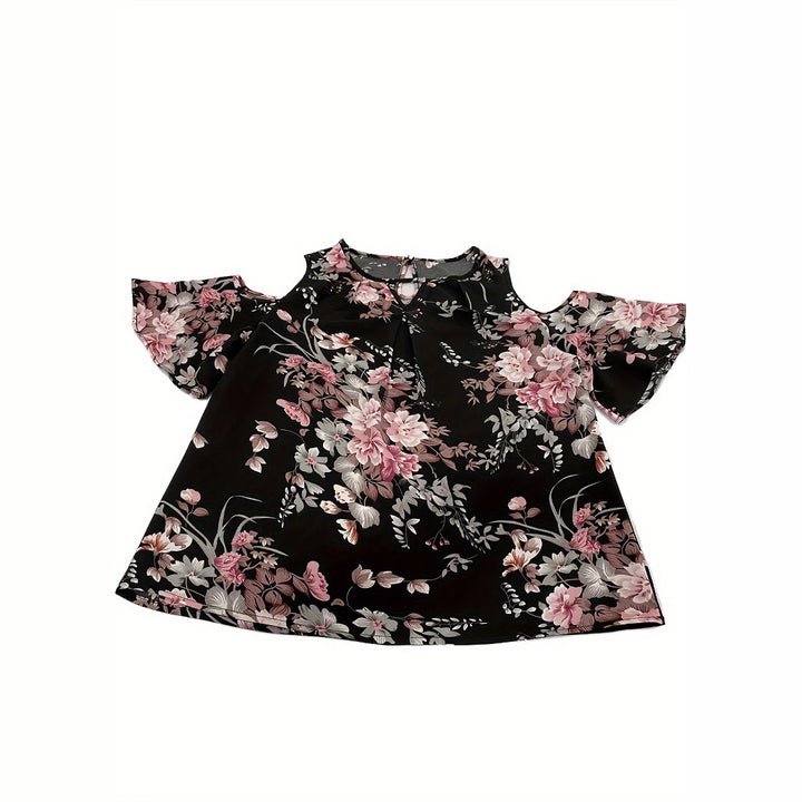 Damer floral bluse med halvlange ærmer Stilla