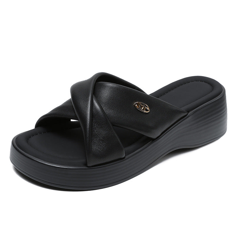 Femme Cross-Strap Platform Rutsjebåndsandaler Stilla