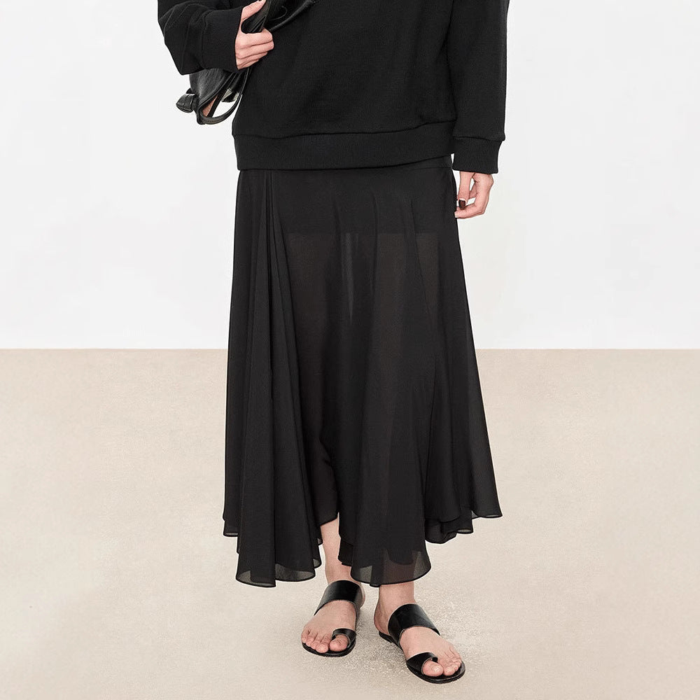 Kvindernes elegante maxi nederdel med asymmetrisk snit Stilla