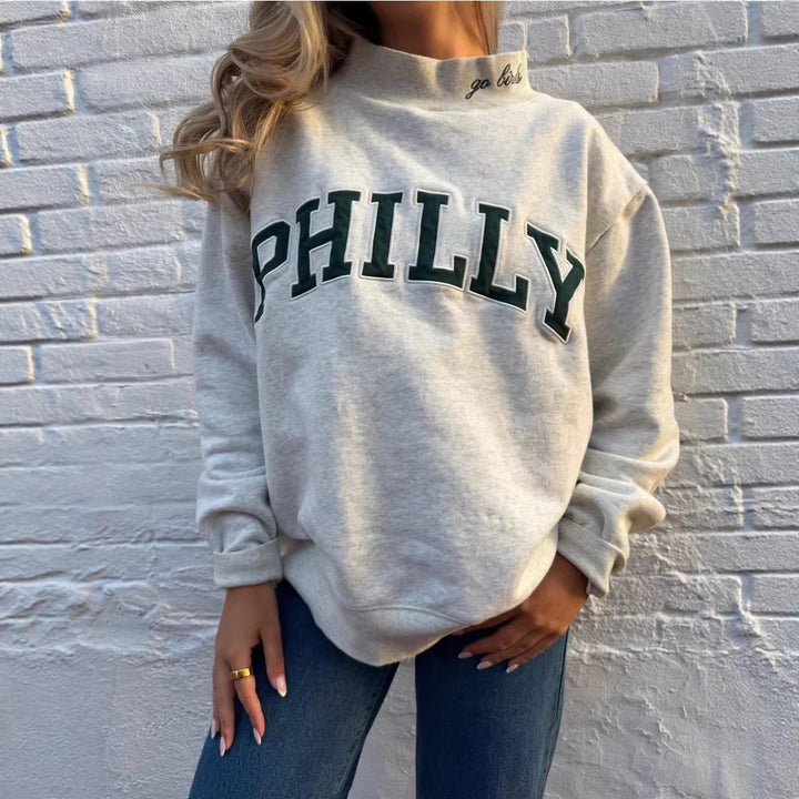 Kvinders oversized sweatshirt med trendy bogstaver Stilla
