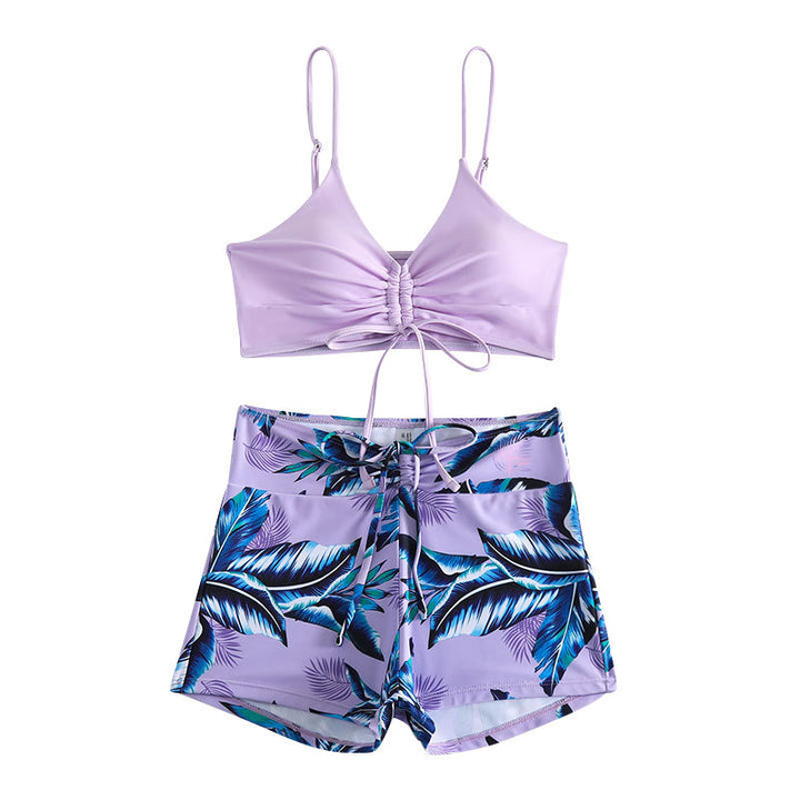 Dame Bikini-sæt med raffineret rynkelement og casual shorts Stilla